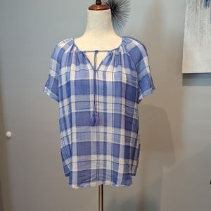 Como Vintage Short Sleeve Peasant Top Sz L